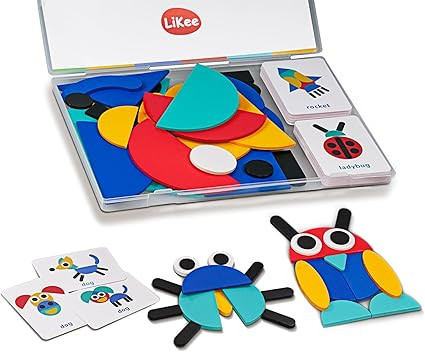 LiKee Open Ended Wooden Shape Puzzles (36 Blocks&60 Cards) for Toddlers 3+ Years Old, Montessori ... | Amazon (US)