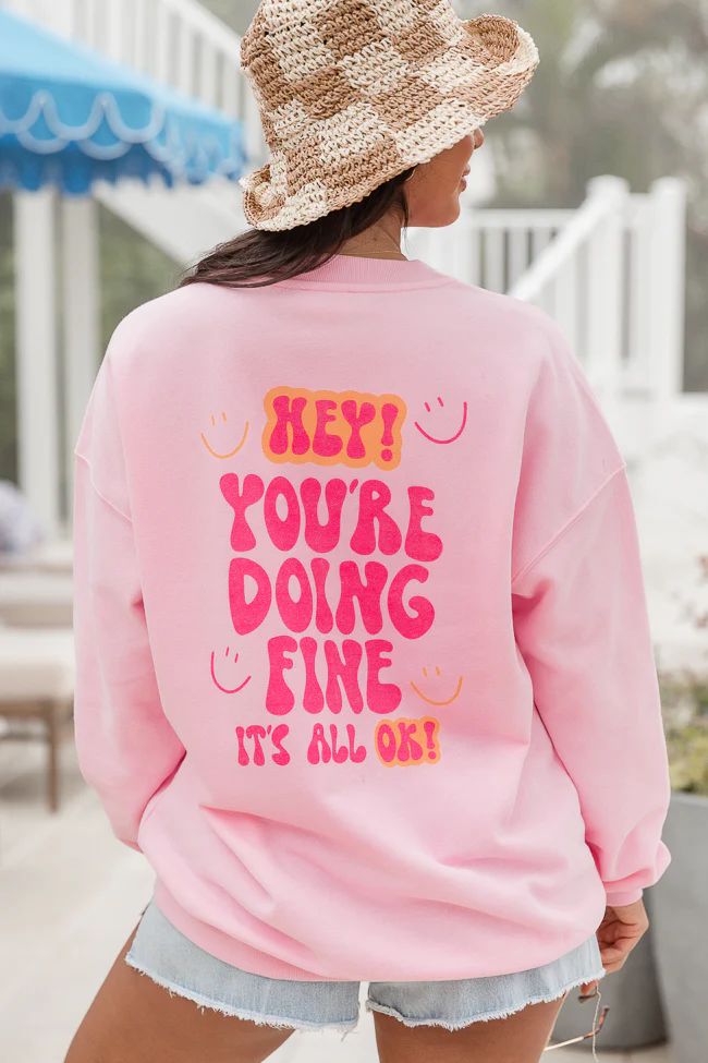 Hey You Light Pink Oversized Graphic Sweatshirt | Pink Lily