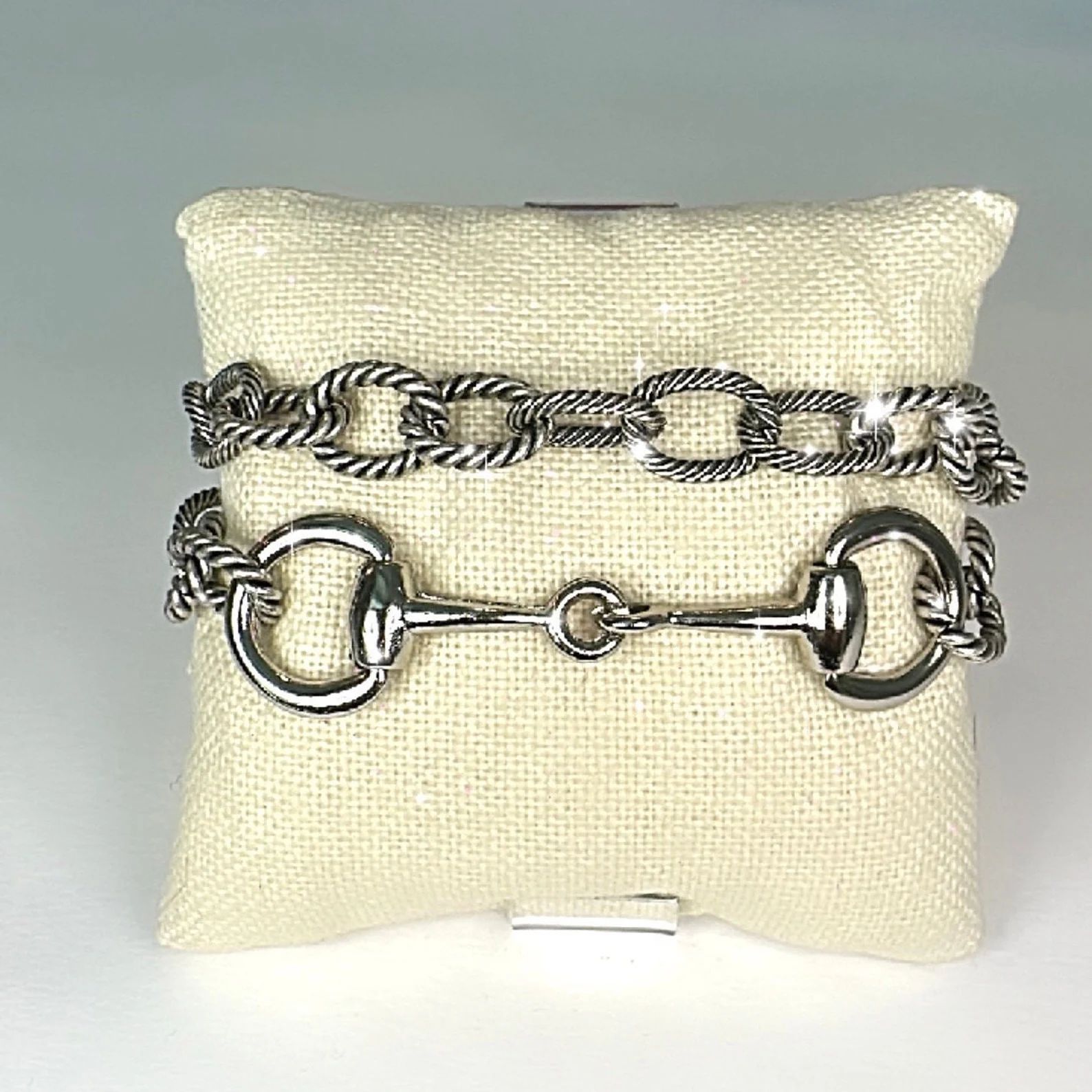 Equestrian Horse Snaffle Bit Antique Silver ROPE Chain Double Wrap Bracelet W/ Magnetic Clasp - E... | Etsy (US)