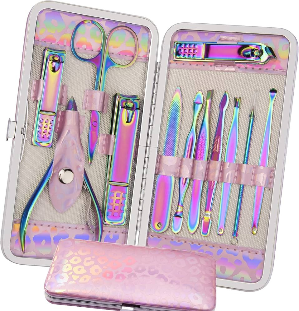 ANRUI Manicure Set Nail Clippers Pedicure Kit - 12pcs Stainless Steel Nail Kit, Colorful Professi... | Amazon (US)