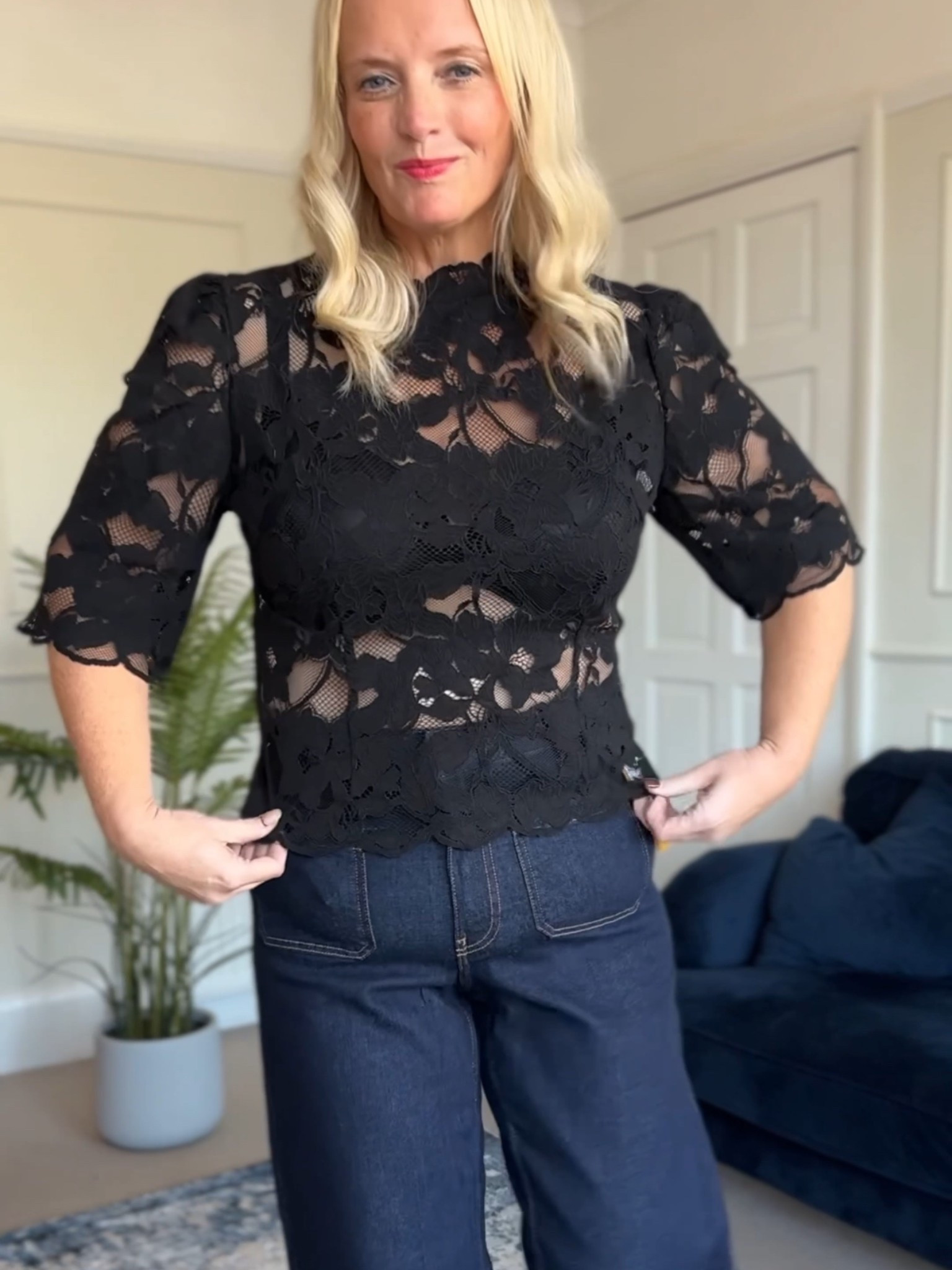 After a bit of website stalking, I finally got my hands on that viral lace top from @hm! 
I’d seen it on so many ladies on here and really wanted to give it a try. Watch along to see if with and without a cami underneath (I should also have tried it with a black one under but feel you then you kind of lose seeing the lovely lace detail properly). I think it’s a keeper! 
The jeans are a no though and have already gone back. I had high hopes for these after a couple of people recommended them to me. Way too long though, even with heels! I’m just under 5ft3 so definitely worth trying if you’re a couple of inches taller as they are a total bargain for £24.99. 


#LTKuk #LTKjeans #LTKpetite