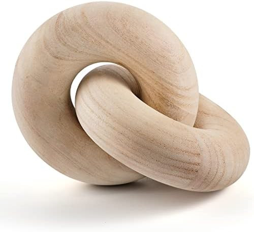 Wood Chain Decor, 2-Link Decorative Chain Hand Carved Boho Wood Knot Decor for Bookshelf Desk Liv... | Amazon (US)