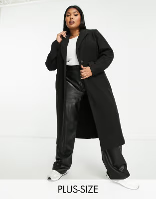 Simply Be single breasted formal coat in black | ASOS (Global)
