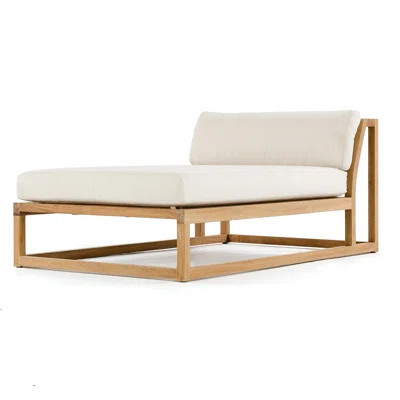88" Long Teak Single Chaise Sunbrella with Cushions | Wayfair North America