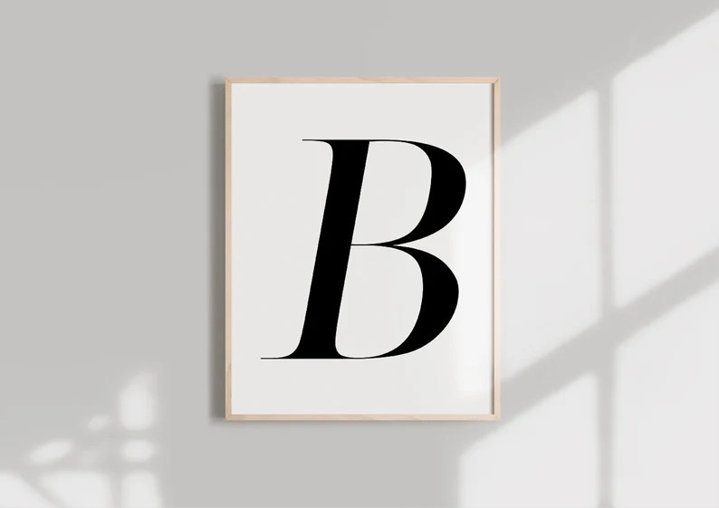 Black Alphabet ART PRINT  Monogram Letter Typography wall art | Etsy | Etsy (US)