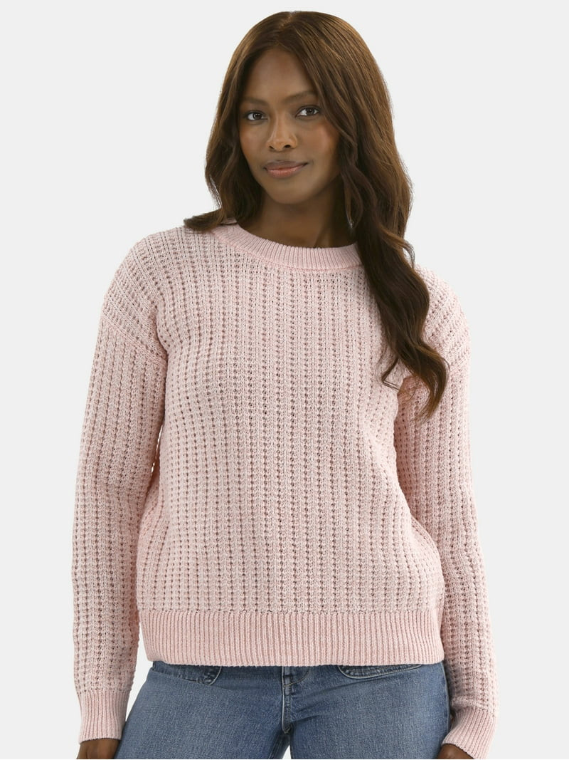 Time and Tru Women's and Women’s Plus Textured Stitch Sweater, Midweight, Sizes XS-4X | Walmart (US)