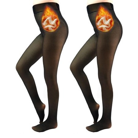 Fleece Lined Tights, LOFIR Sheer Tights, Winter Thermal Pantyhose for Women, Fake Translucent 2 Pairs of Warm for Women Ladies in Cold Weather, Black and Black | Walmart (US)