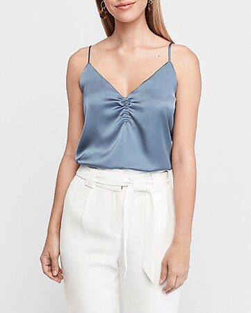 Satin Ruched Front Cami | Express
