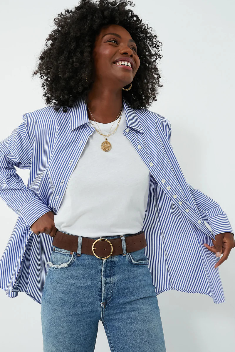 Blue and White Stripe Boyfriend Shirt | Tuckernuck (US)