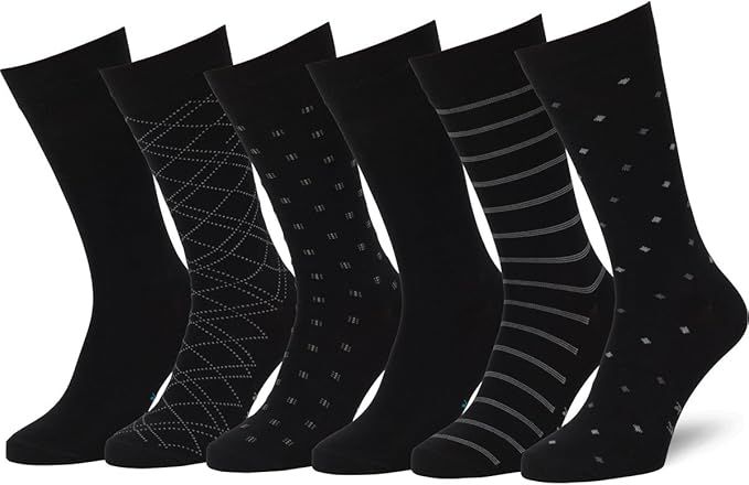 Easton Marlowe Mens Dress Socks 6 Pack Classic Cotton Dress Socks for Men - Patterned Socks | Amazon (US)