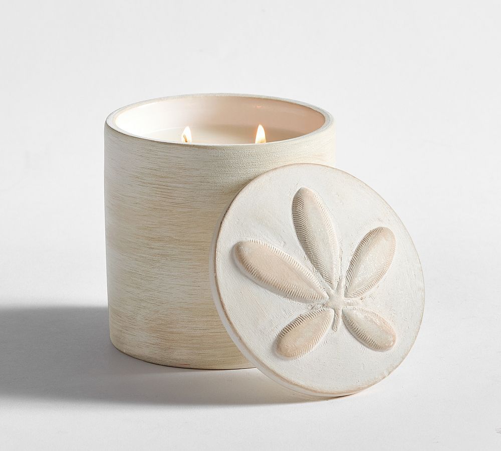 Sand Dollar Ceramic Candle - Bergamot Oakmoss | Pottery Barn (US)