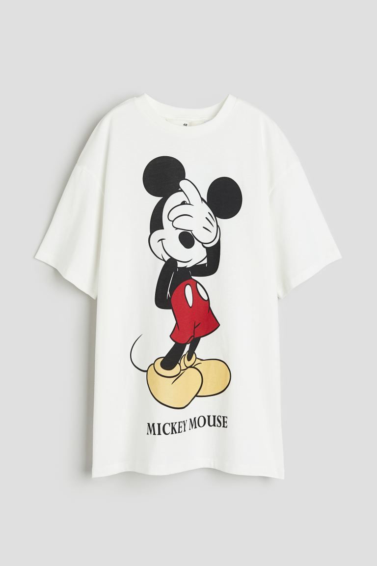 Oversized Printed T-shirt - White/Mickey Mouse - Kids | H&M US | H&M (US + CA)