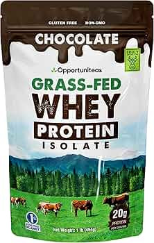 Opportuniteas Grass Fed Chocolate Whey Protein Isolate Powder - 20g Protein Powder Without Artifi... | Amazon (US)
