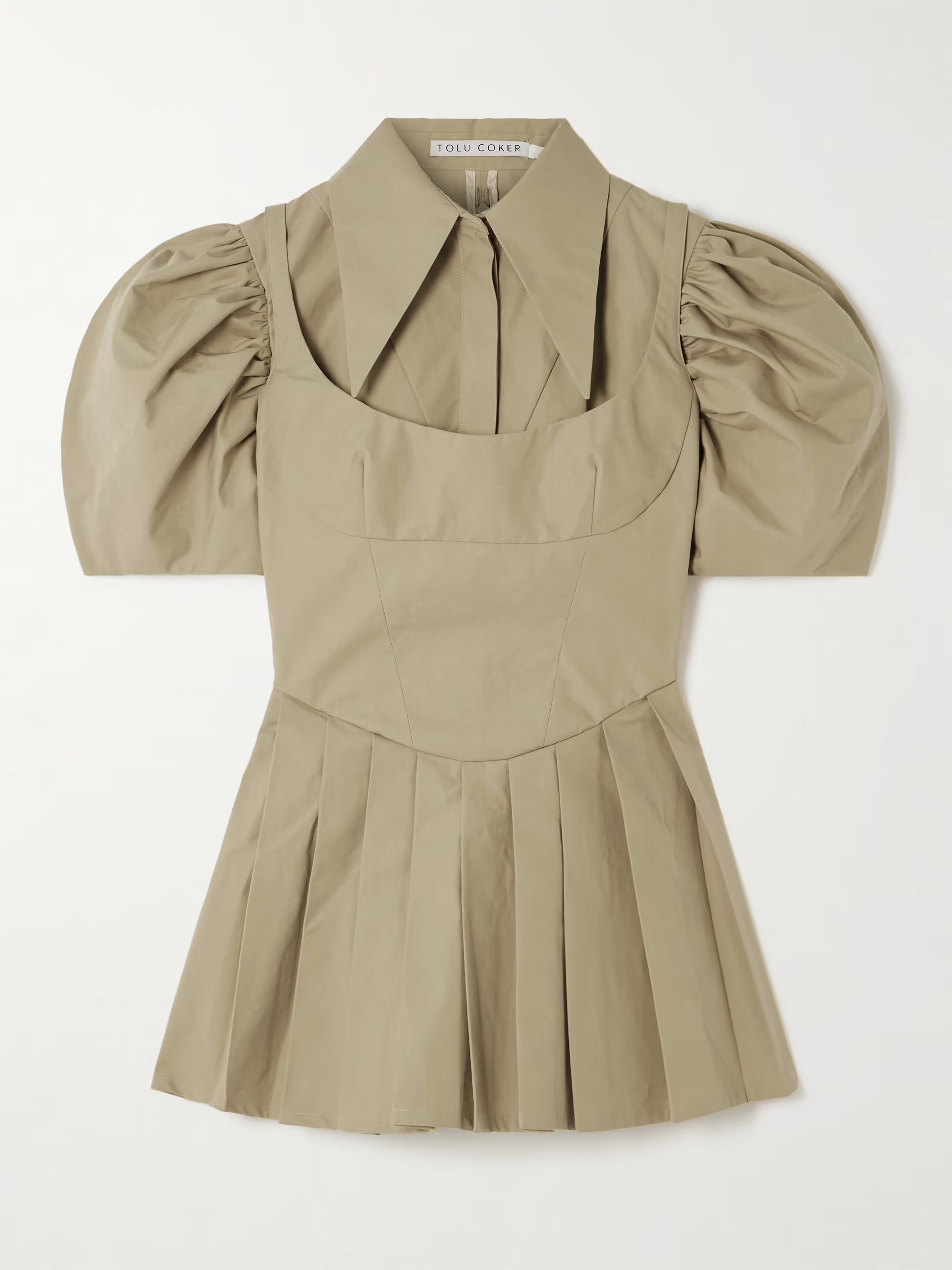 Layered pleated cotton-poplin mini shirt dress | NET-A-PORTER (US)