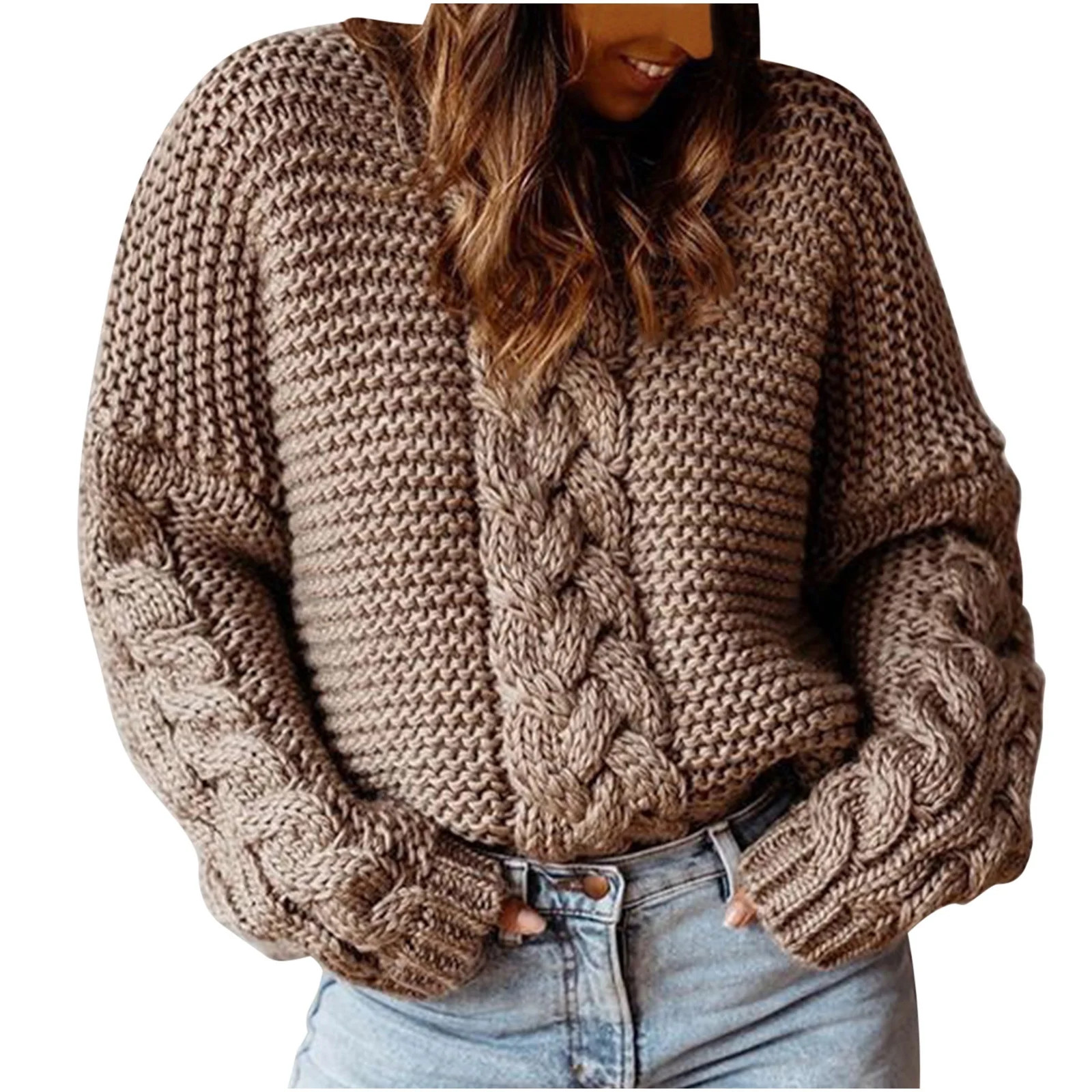 Tuphregyow Women Pullover Sweater Top Oversized Fuzzy Chunky Warm Travel Work Knit Sweater Casual... | Walmart (US)