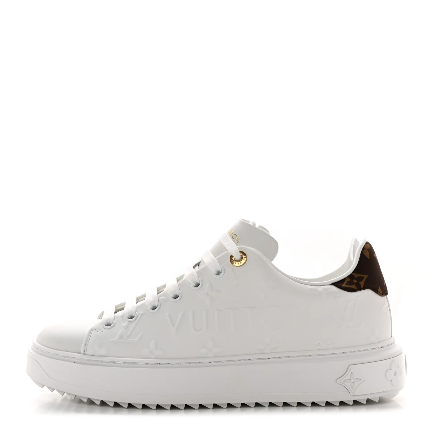 Lambskin Embossed Monogram Time Out Sneakers 38.5 White | FASHIONPHILE (US)