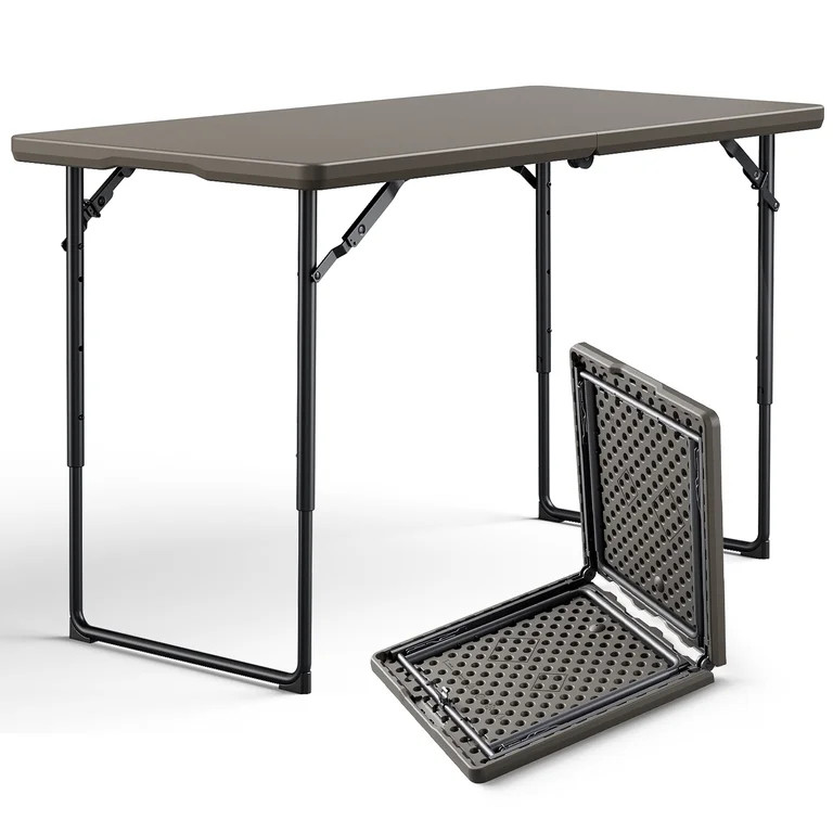 4ft Folding Table - Heavy Duty Fold-in-Half Plastic Table, Portable Utility Tables with Adjustabl... | Walmart (US)