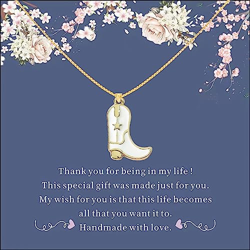 BUBGDYFO Cowgirl Country 14k Western Cowboy Boot Necklace Jewelry for Women - Perfect Western Jewelry for Women Cowgirl (Boot, White) | Amazon (US)