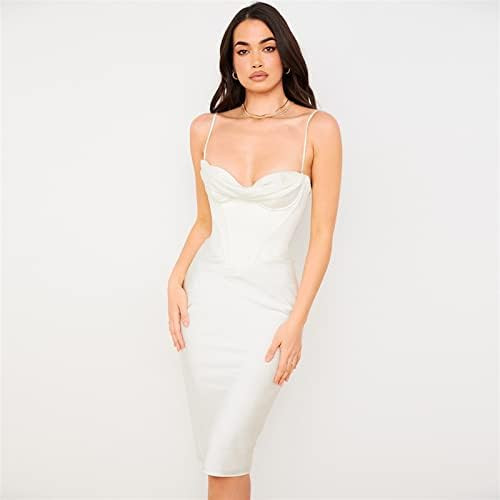 Satin Bodycon Dress Women Party Dress Year Dress Green Bodycon Dress Evening Club Dress (Color : Whi | Amazon (US)