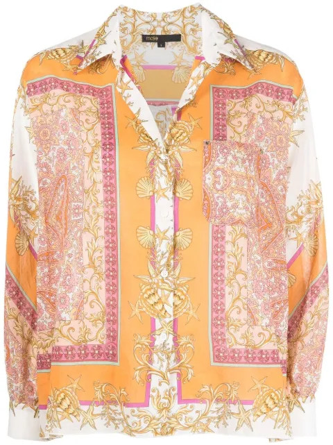 Maje sea-shell Print Detail Shirt - Farfetch | Farfetch Global