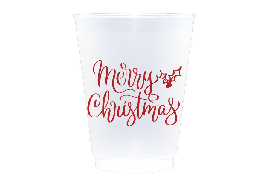 Christmas Shatterproof Cups 10 Pack Sleeve {Merry Christmas in Calligraphy} | Two Funny Girls