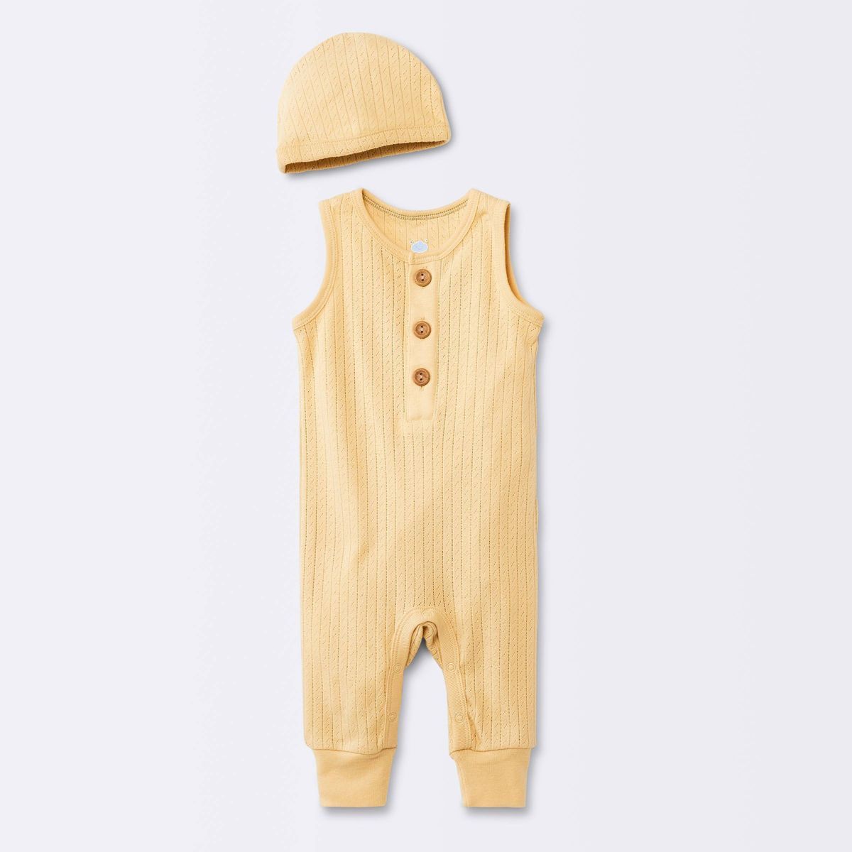 Baby Pointelle Romper with Hat - Cloud Island™ Yellow | Target