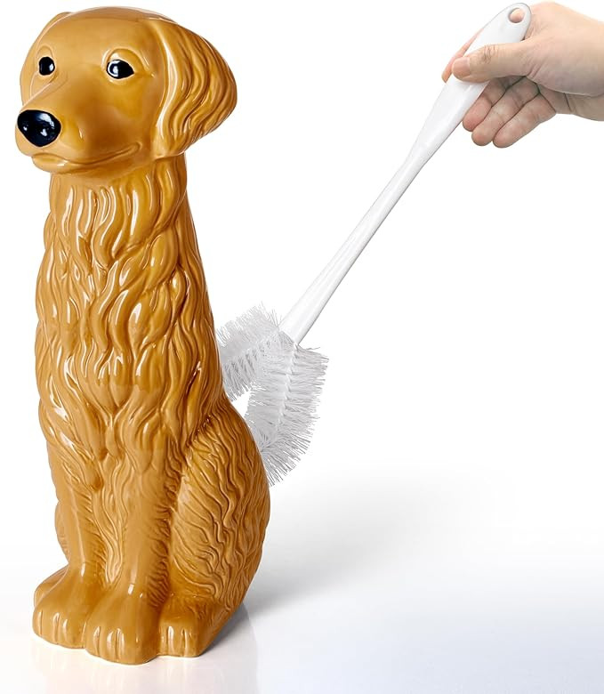 Golden Retriever Ceramic Toilet Brush Holder with Plastic Brush Set by Allure Home Creation | Amazon (US)
