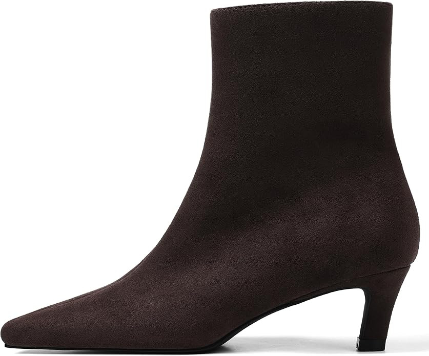 Mattiventon Fall Boots for Women Square Toe Kitten Heels Faux Suede Short Low Heel Dressy Ankle B... | Amazon (US)