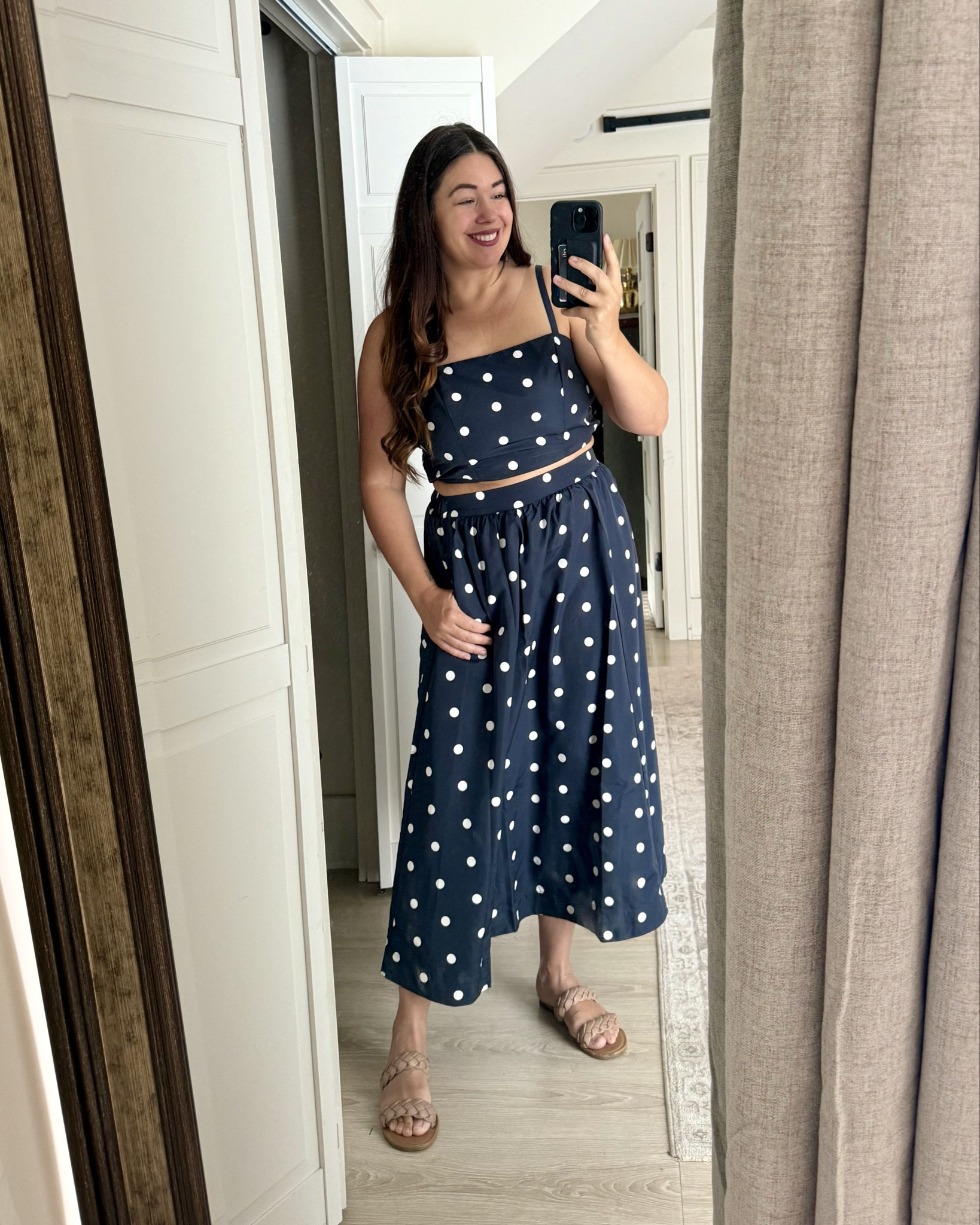 One outfit, 3 ways! Just got this spotted set and I am so excited to wear it this Spring! I like it together or as separates. It’s a taffeta  material, so a little swishy by still super soft. I got a L in both, and both have elastic on the back so have give. Swipe for three outfits! 

#LTKMidsize #LTKSeasonal #LTKStyleTip