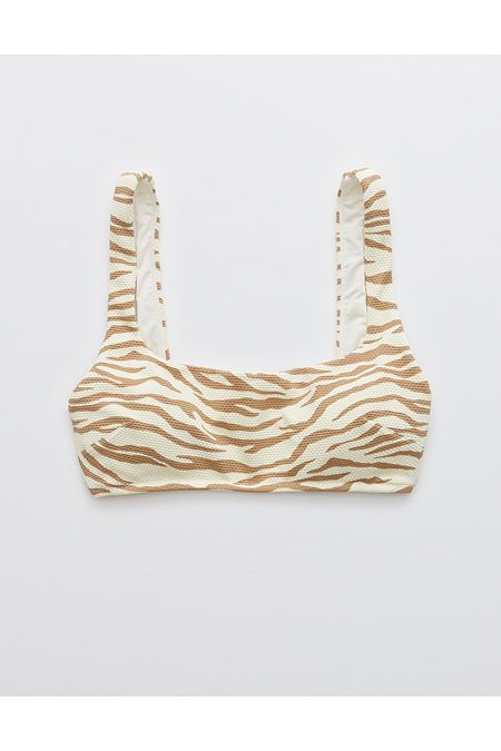 Aerie Pique Animal Print Wide Strap Scoop Bikini Top | American Eagle Outfitters (US & CA)