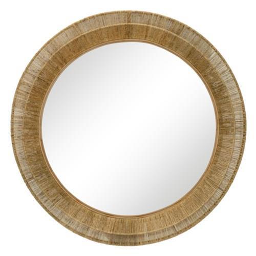 Caroline Coastal Beach Natural Brown Woven Jute Round Wall Mirror | Kathy Kuo Home