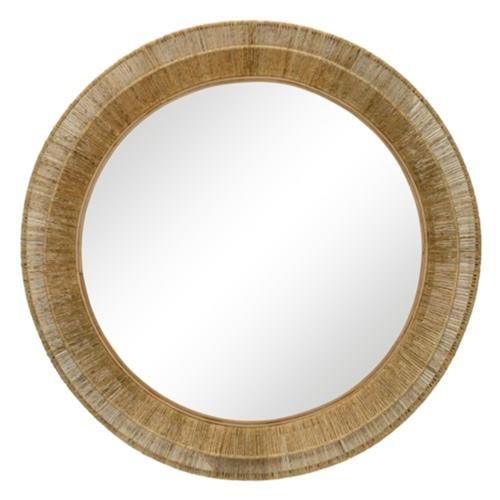 Caroline Coastal Beach Natural Brown Woven Jute Round Wall Mirror | Kathy Kuo Home