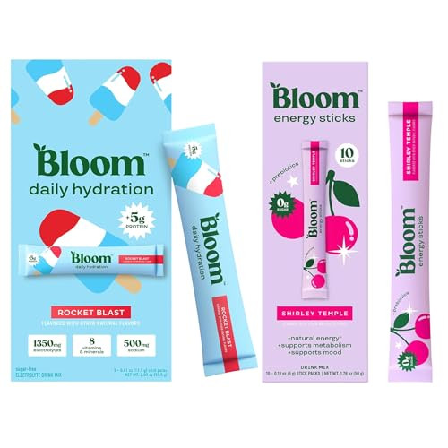 Bloom Energy Sticks Shirley Temple and Hydration Sticks Rocket Blast Bundle | Amazon (US)