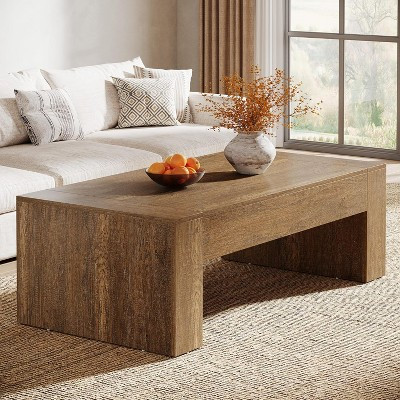 Lantine Rectangular Coffee Table for Living Room, 51-Inch Farmhouse Accent Center Cocktail Tea Table with Sturdy Base for Home Reception, Brown | Target