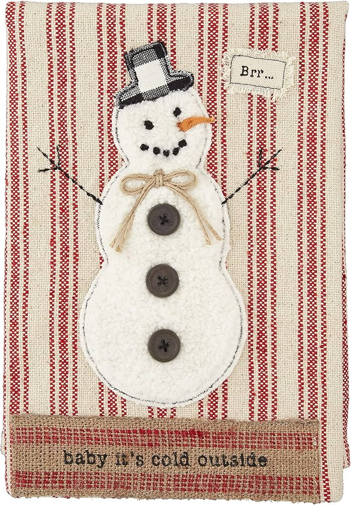 Mud Pie Christmas Appliqué Towel, Snowman, 21" x 14" | Amazon (US)