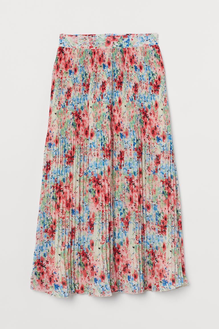 Long, pleated skirt in softly draped woven, crêped fabric. High waist and a concealed zipper wit... | H&M (US + CA)