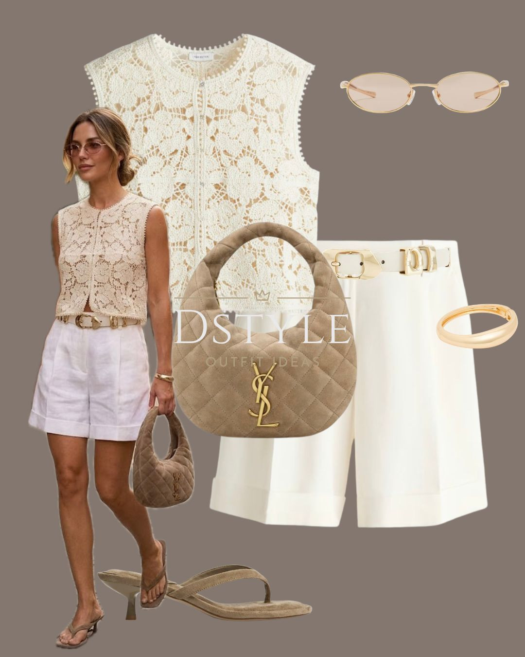 This tonal look is everything! ✨ Elevating a classic pair of white tailored shorts with a gorgeous crochet lace vest and suede accessories.

#LTKootd #LTKWorkwear