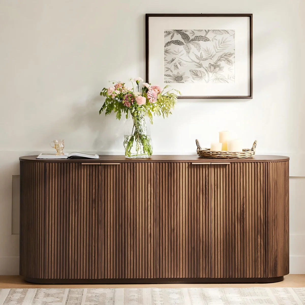 70" Modern Fluted Sideboard With Curved Edge & Soft-Close Doors | Wayfair North America
