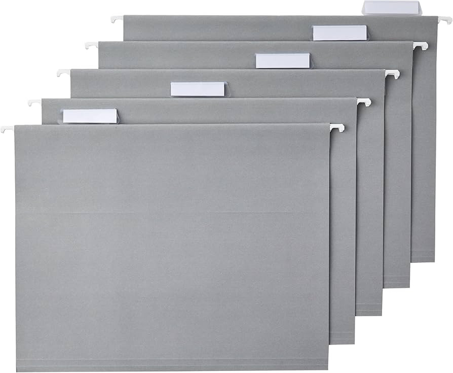 Amazon Basics Hanging File Folders with Adjustable Tabs for Document Organization, Letter Size, G... | Amazon (US)