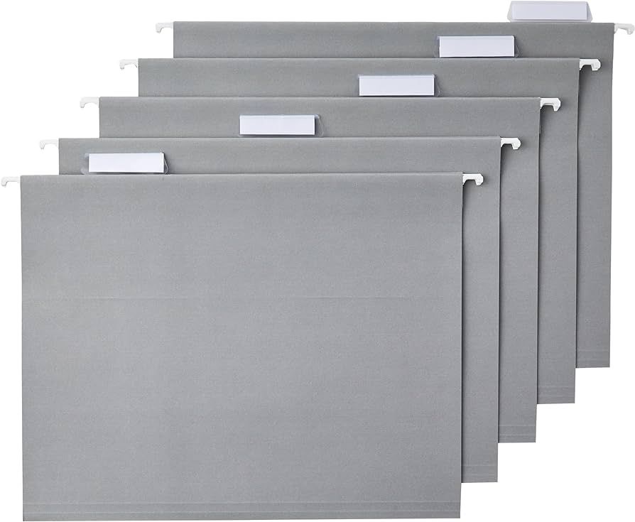 Amazon Basics Hanging File Folders, Letter Size, Gray, 25-Pack | Amazon (US)