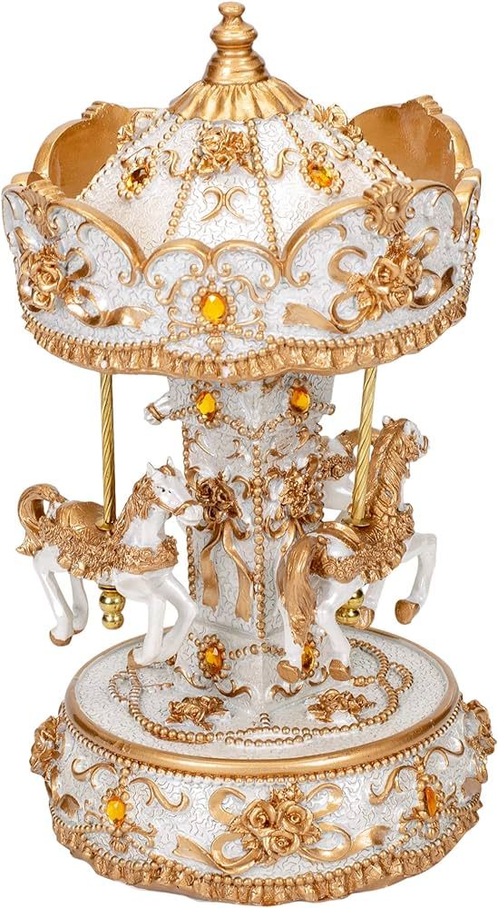 Elanze Designs Gilded Gold Tone Horses Musical Carousel 10 inch Rotating Figurine Plays Tune Caro... | Amazon (US)