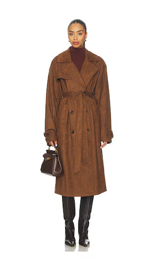 Milana Faux Suede Coat in Brown | Revolve Clothing (Global)