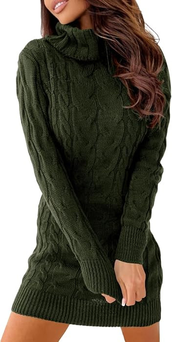Ebifin Strickkleid Damen Rollkragen Strickpullover Elegant Dress | Amazon (DE)