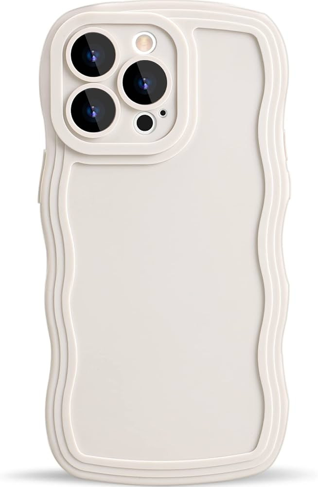 LOEV Compatible with iPhone 14 Pro 6.1" Wavy Edge Case, Cute Solid Color Curly Wave Shape Frame D... | Amazon (US)