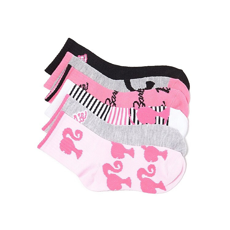 High Point Design Barbie Kids' Crew Socks 6 Pack | Girl's | Pink/Black/White | Size One Size | Socks | Crew | Novelty | DSW