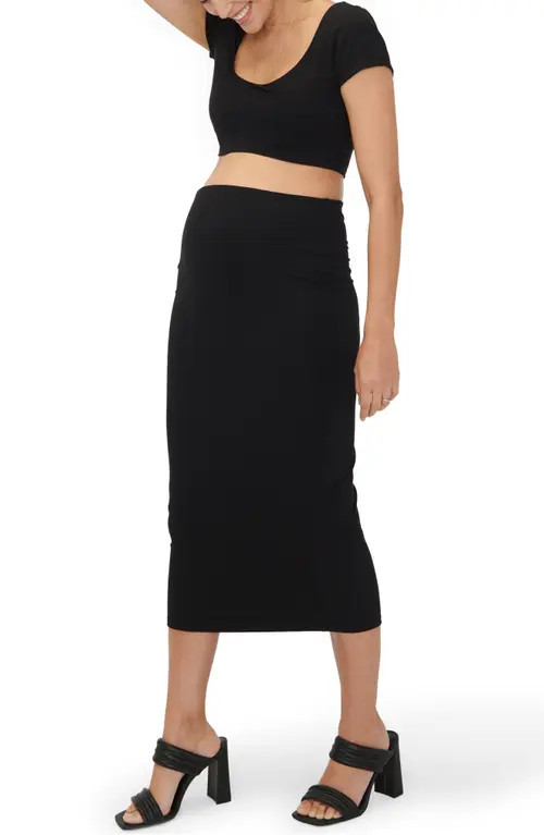 HATCH The Body Maternity Midi Skirt in Black at Nordstrom, Size Small | Nordstrom
