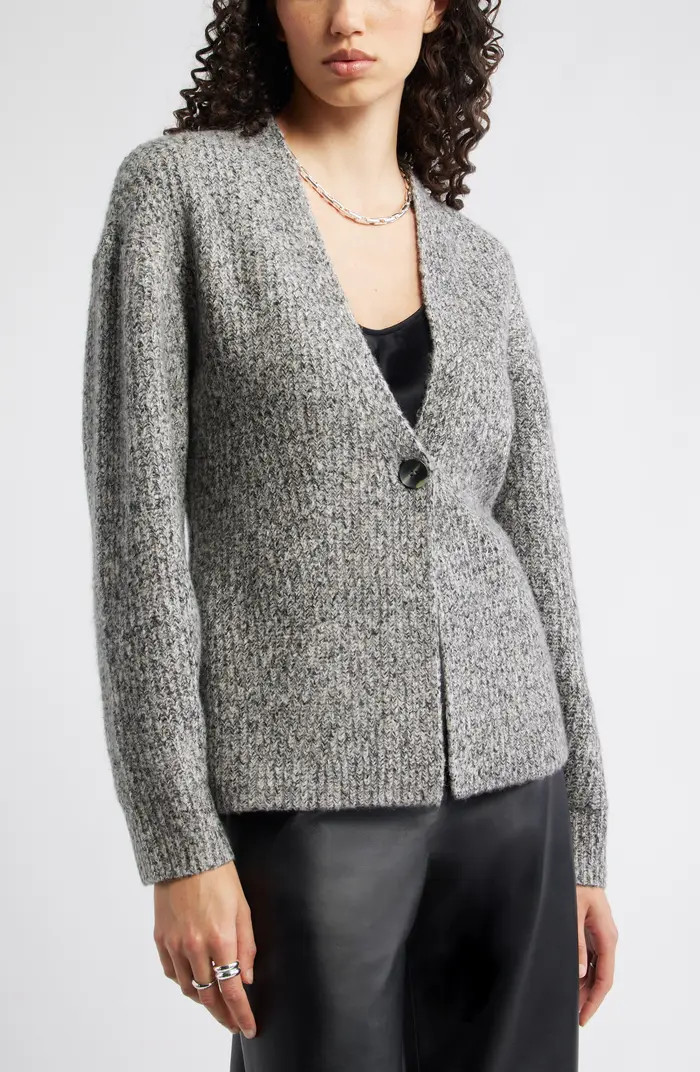 One-Button V-Neck Rib Cardigan | Nordstrom