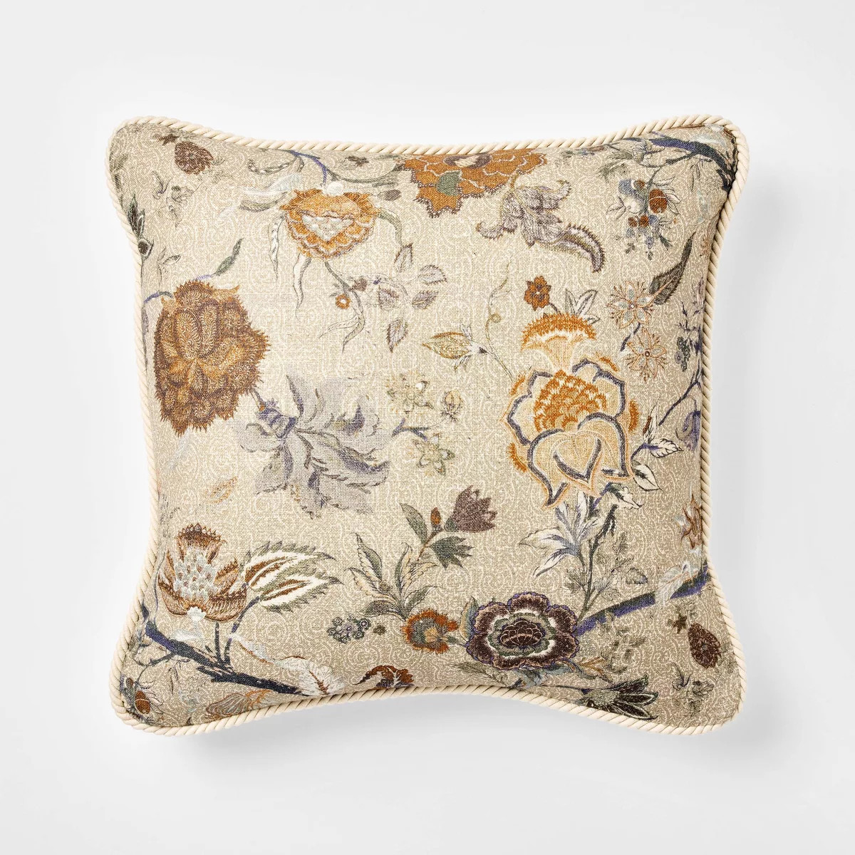Floral with Trim Cord Throw Pillow Beige - Threshold™ designed with Studio McGee | Target