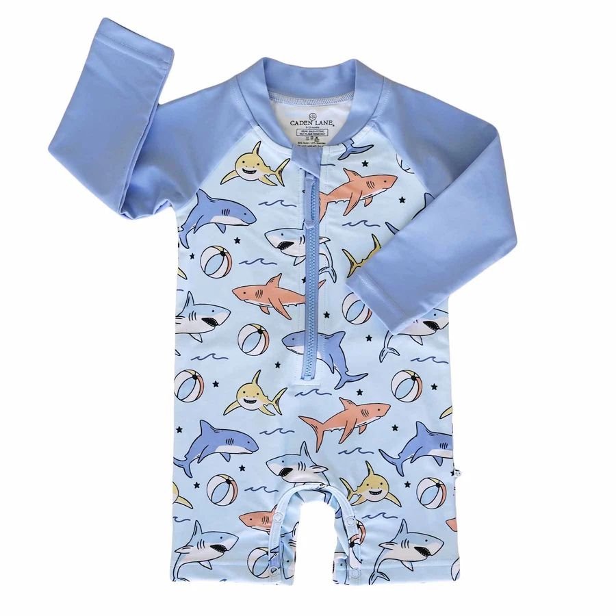 Long Sleeve Rash Guard Swim Romper Shortie | All Prints | Caden Lane