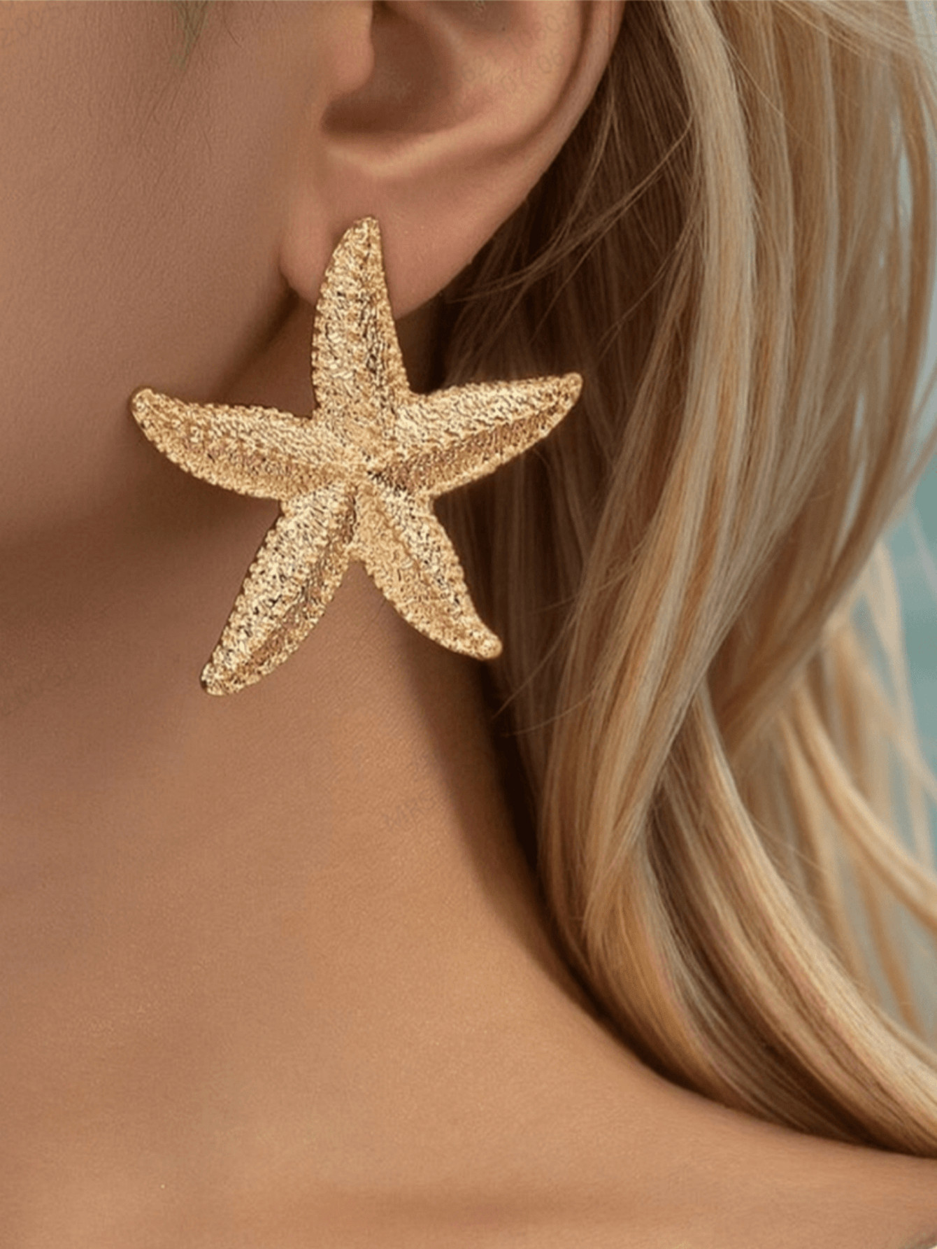1 paar gouden zeesteroorbellen, geschikt voor feesten en bruiloften | SHEIN